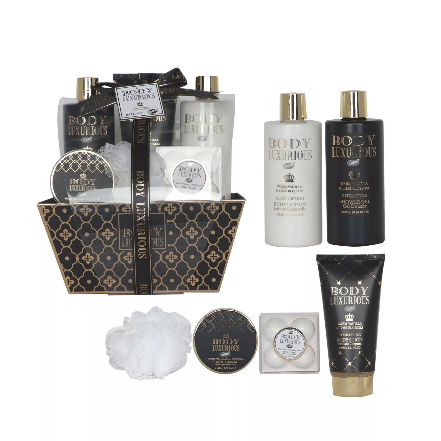 coffret beauté de bain au parfum Vanille Tilleul - 9PCS