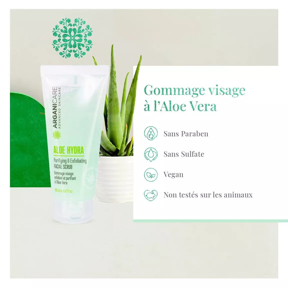 Gommage visage exfoliant et purifiant - Tous types de peaux - Aloe Vera