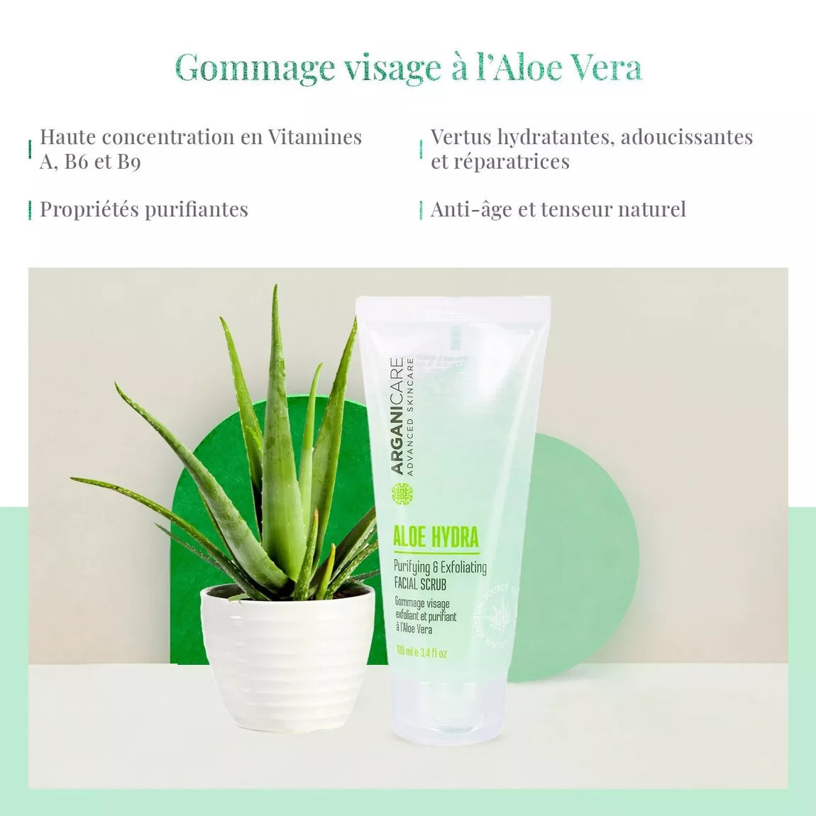 Gommage visage exfoliant et purifiant - Tous types de peaux - Aloe Vera